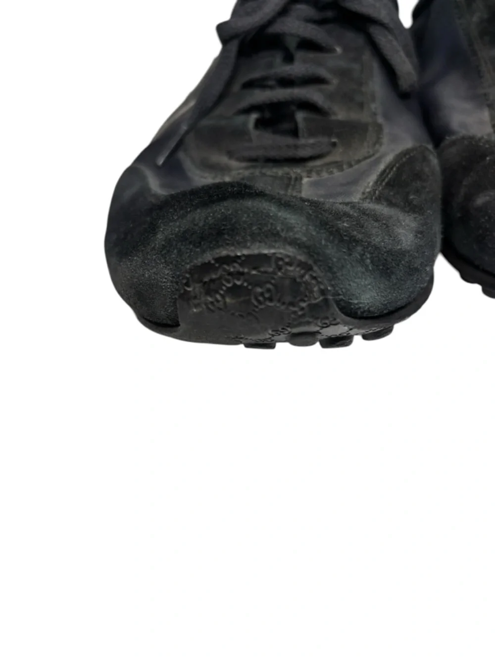 Gucci GG Logo Low Top Sneakers‎ Black Leather Suede Mens 12 G Italy Vintage Y2K